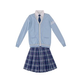 訂製女裝套裝校服制服    設計淺藍色開衫校服    女長袖恤衫    碧穹格子 水藍格     針織毛衣英倫學院校服    SSU-001 訂製女裝套裝校服制服    設計淺藍色開衫校服    女長袖恤衫    碧穹格子 水藍格     針織毛衣英倫學院校服    SSU-001